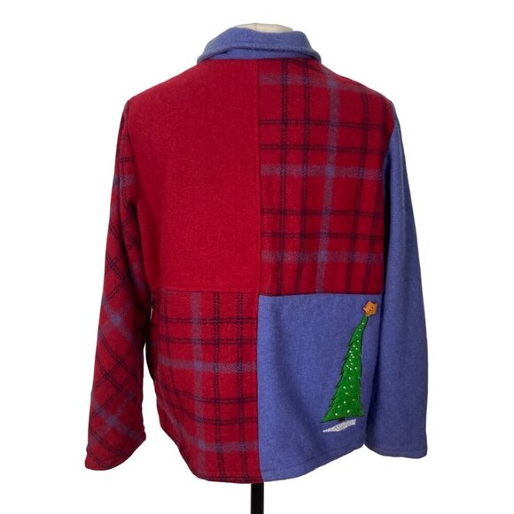 Breckenridge Patchwork Christmas Jacket Womens Petite Large Wool Grandmacore - Picture 5 of 12